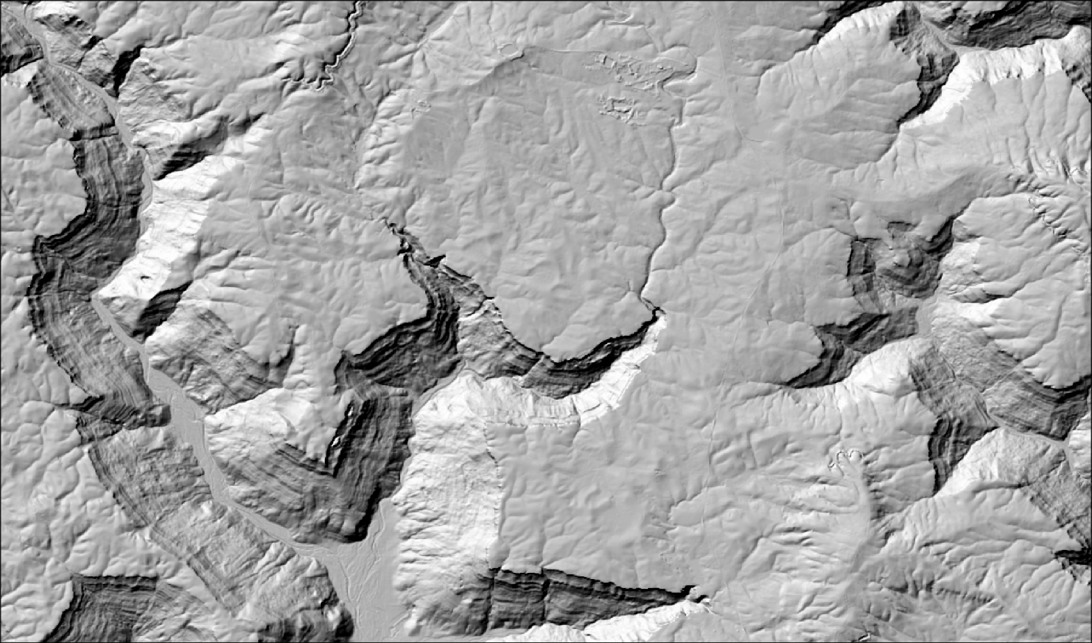 Hillshade of Foster Falls, TN rendered from a USGS 3DEP DEM