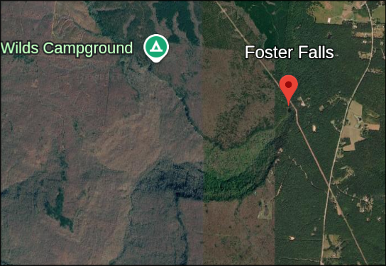 USGS geology / Google Earth reference imagery for the same Foster Falls extent